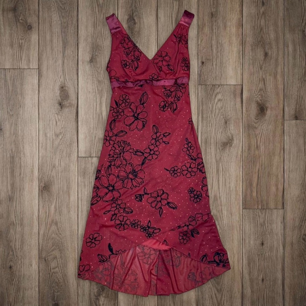 Ruby Rox Burgundy‎ Dress with Black Accents Size L